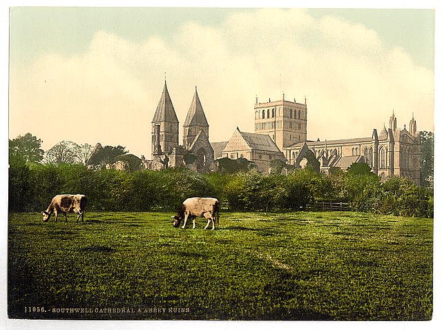 Southwell Cathedral and abbey ruins Notts Vintage A4 Photo Print