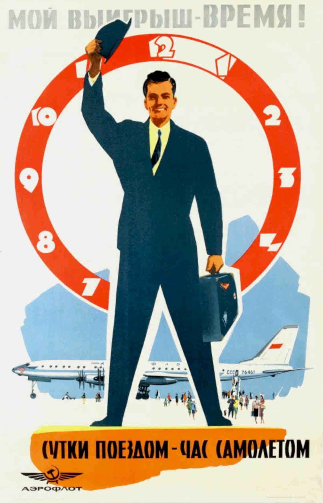 Soviet Flight Clock Vintage Retro Advert Poster A4 Photo Print