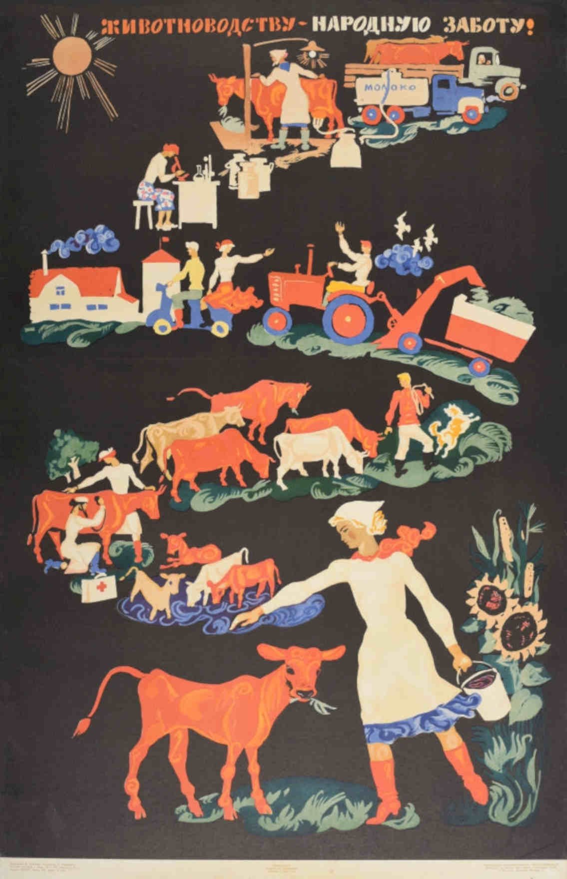 Soviet Livestock Farm Vintage Retro Advert Poster A4 Photo Print