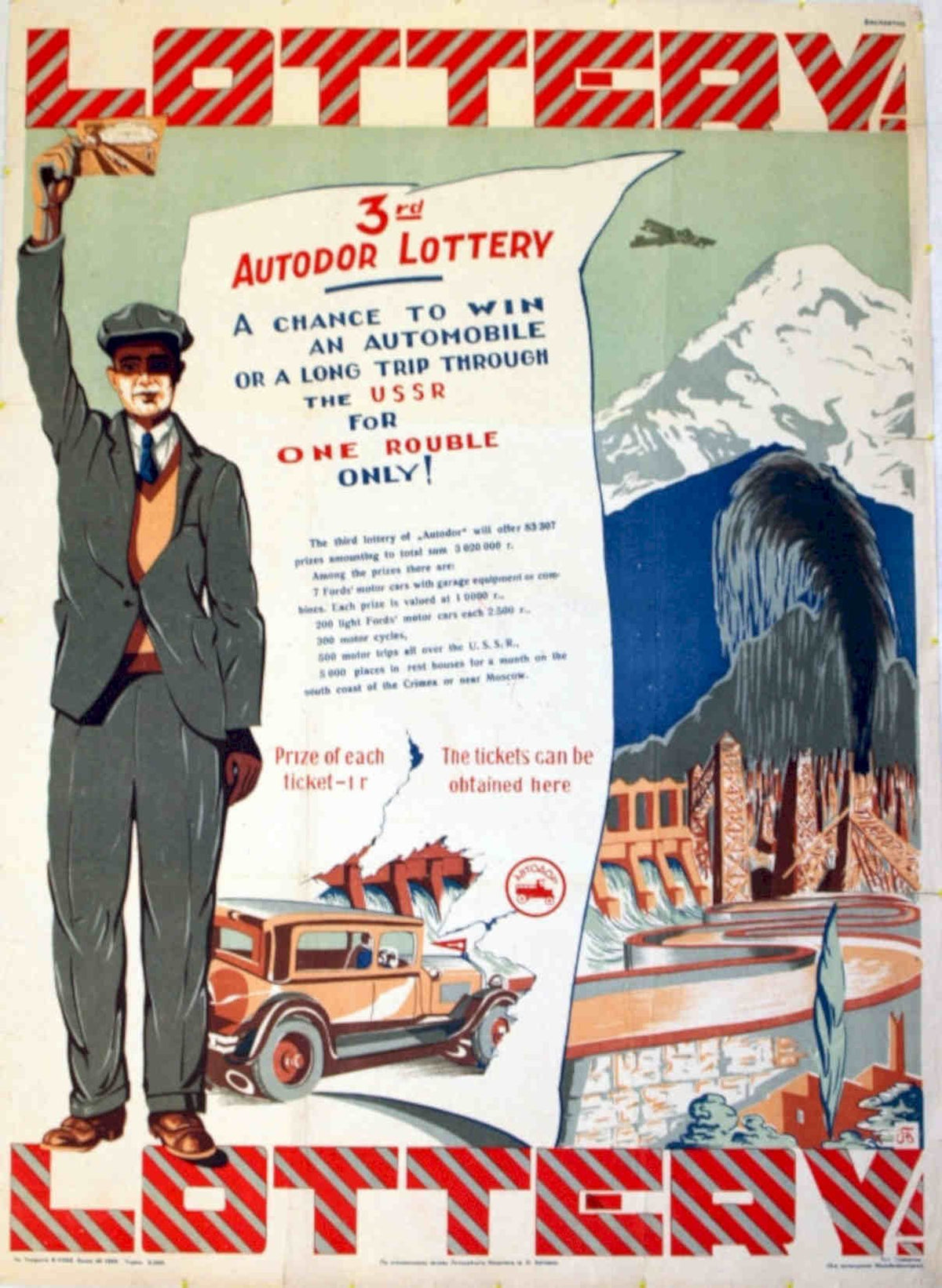 Soviet Lottery Poster Vintage Retro Advert Poster A4 Photo Print