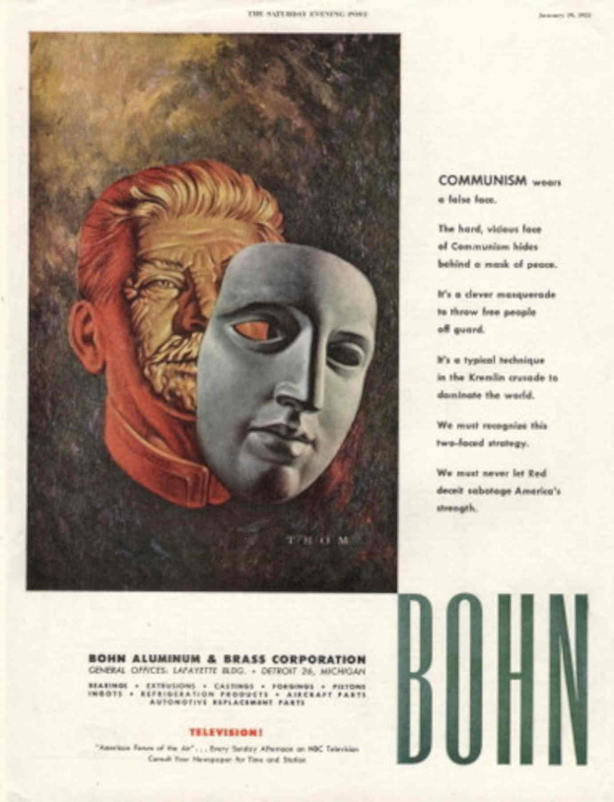 Soviet Mask Bohn 1950s Vintage Retro Advert Poster
