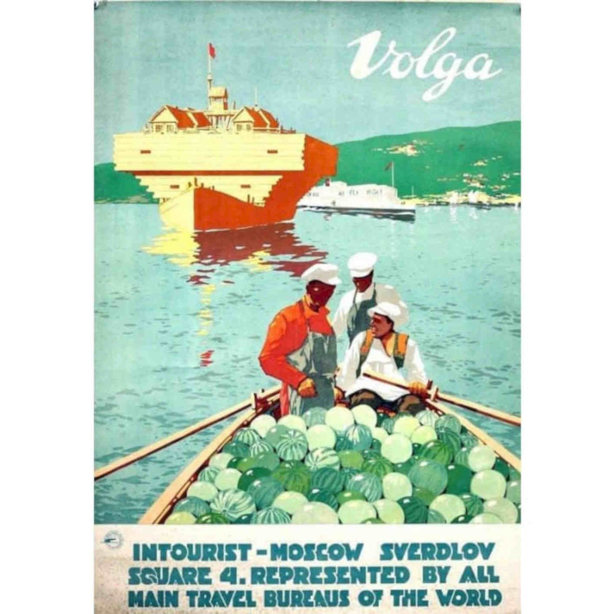 Soviet Union River Volga Tourism Visu Vintage Retro Advert Poster A4 Photo Prin
