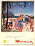 Spain Beach Travel 1950s Vintage Retro Advert Poster