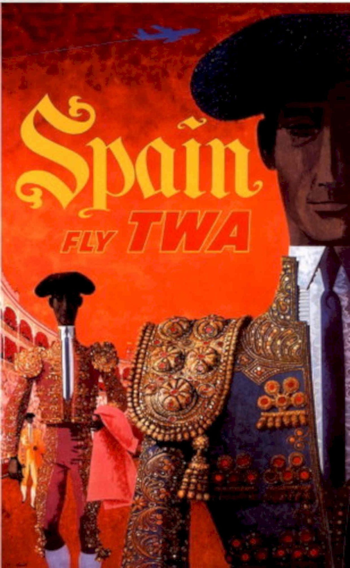 Spain Twa Bullfighter 1950s Vintage Retro Advert Poster