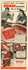 Spam Burger Breakfast 1950s Vintage Retro Advert Poster