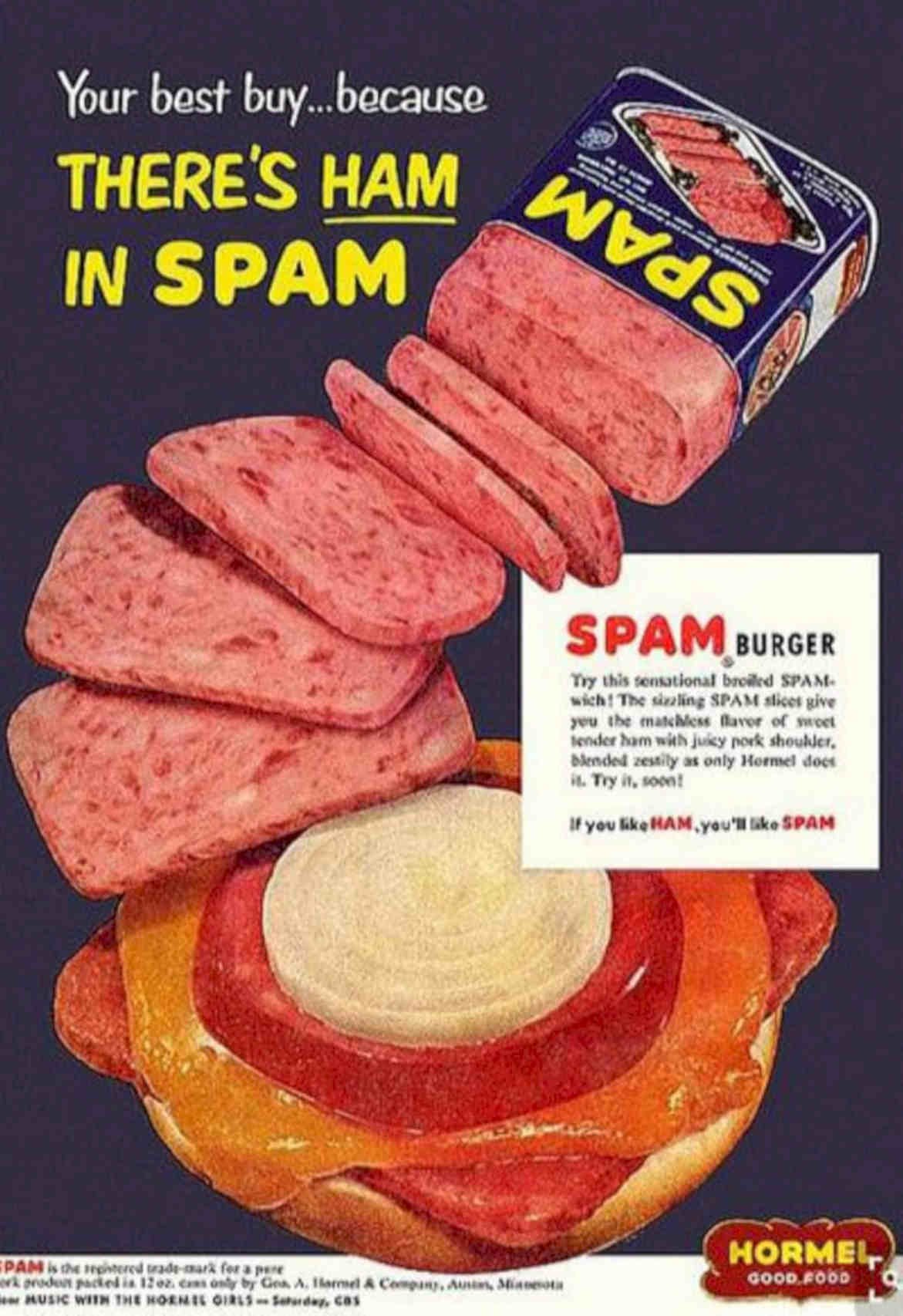 Spam Burgers Ham Vintage Retro Advert Poster A4 Photo Print