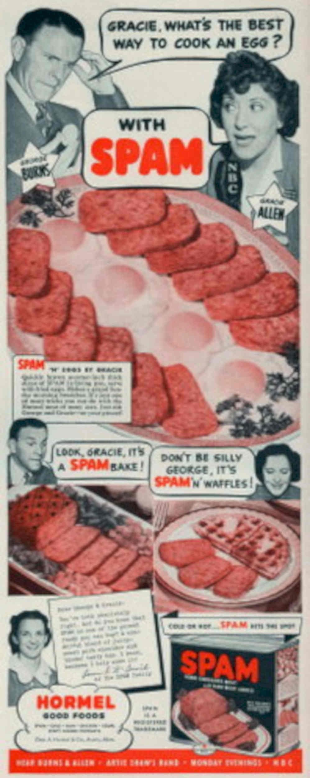 Spam Eggs Bake 1930s Vintage Retro Advert Poster