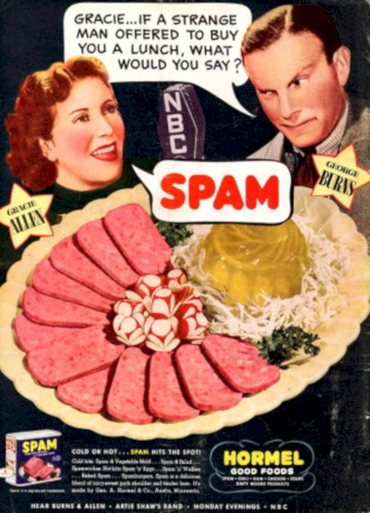 Spam Grace Burns 1940s Vintage Retro Advert Poster