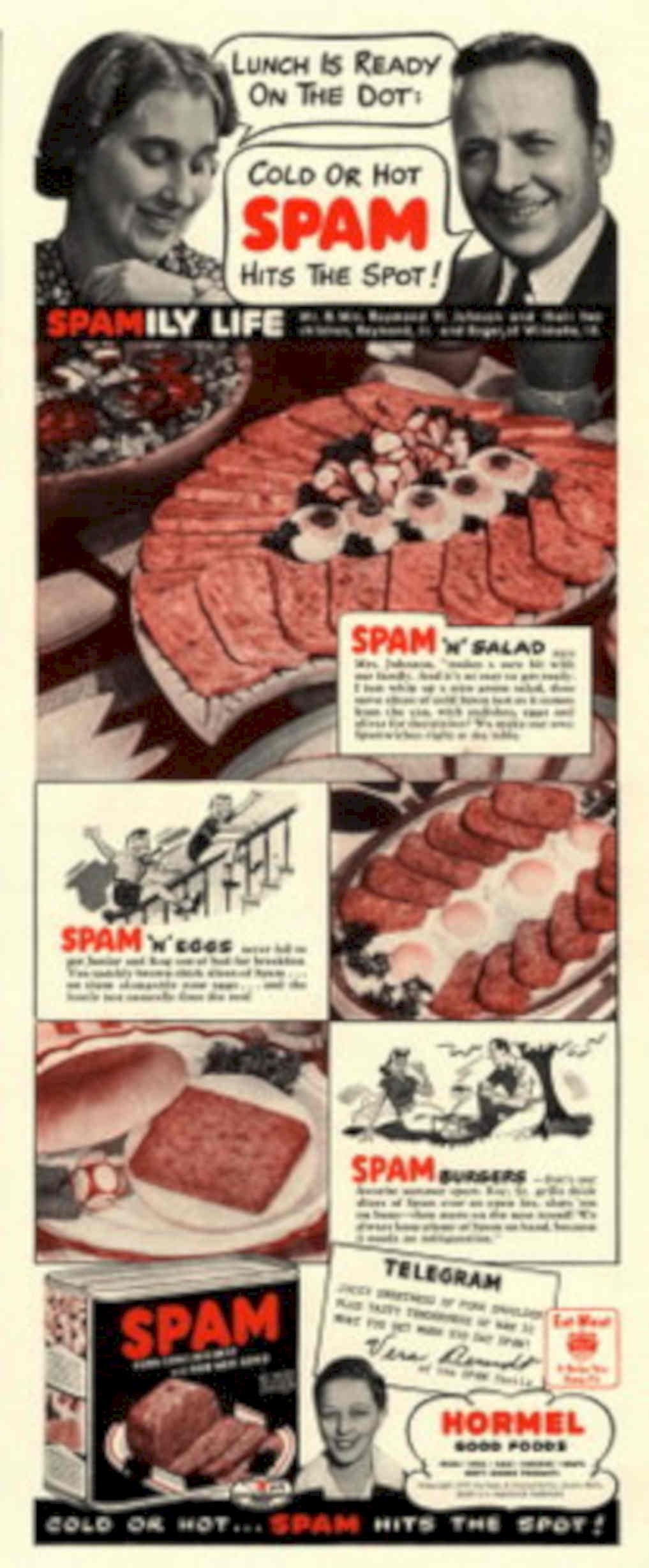 Spam Lunch Spots 1940s Vintage Retro Advert Poster