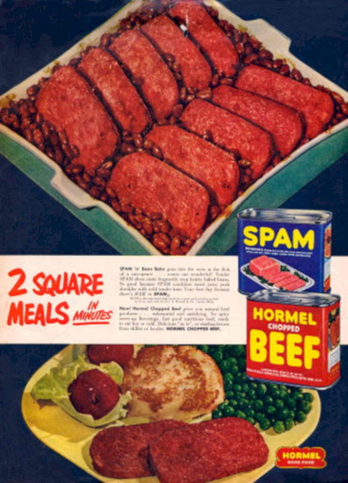 Spam Meals 1950s Vintage Retro Advert Poster