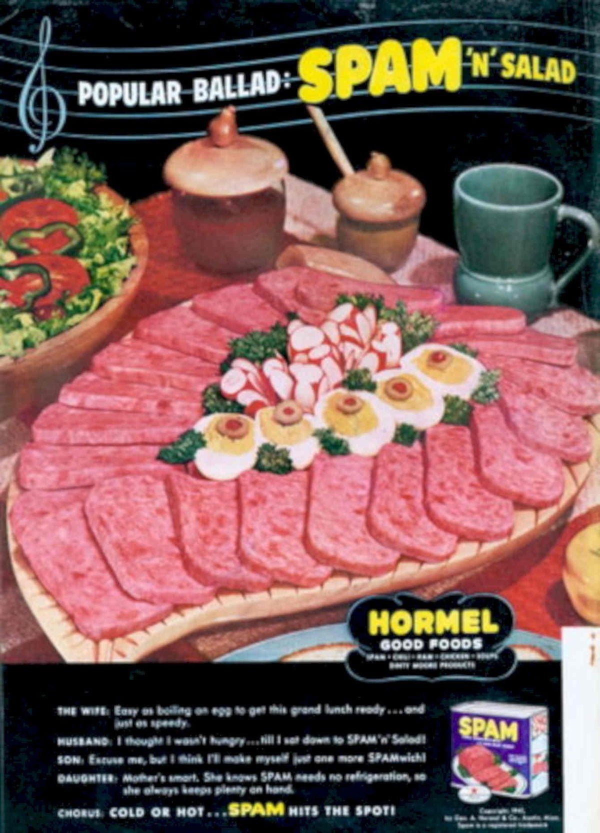 Spam Salad Tray 1940s Vintage Retro Advert Poster