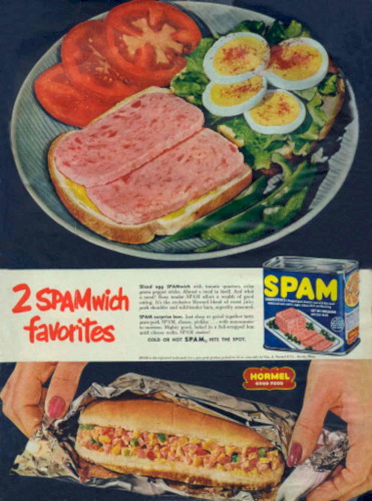 Spam Sandwiches 1950s Vintage Retro Advert Poster