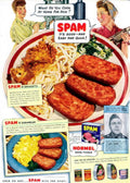 Spam Spaghetti Chicken 1940s Vintage Retro Advert Poster