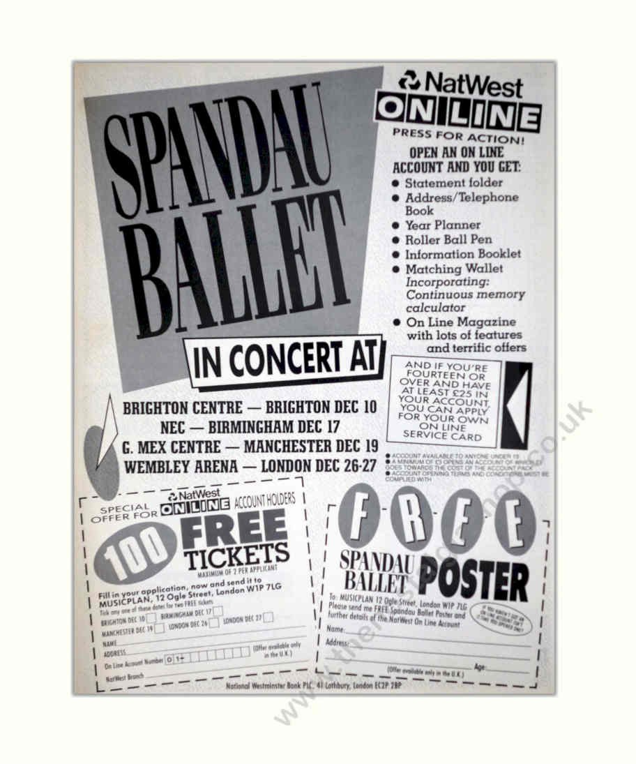 Spandaud Ballet Concert Vintage Retro Advert Poster A4 Photo Print