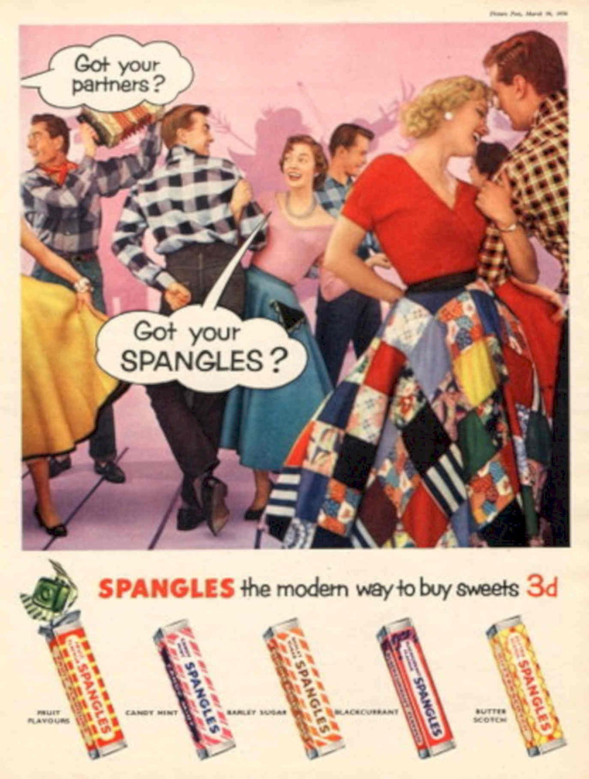 Spangles Dancers 1950s 1950s Vintage Retro Advert Poster