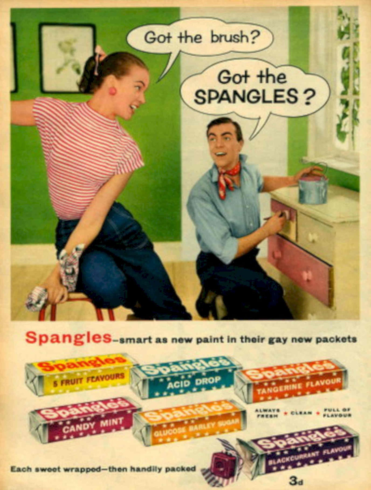 Spangles Painting Walls 1950s Vintage Retro Advert Poster