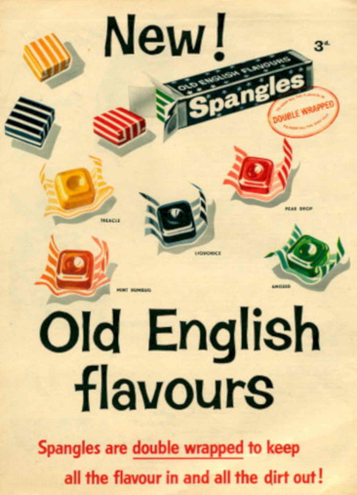Spangles Sweets Grid 1950s Vintage Retro Advert Poster