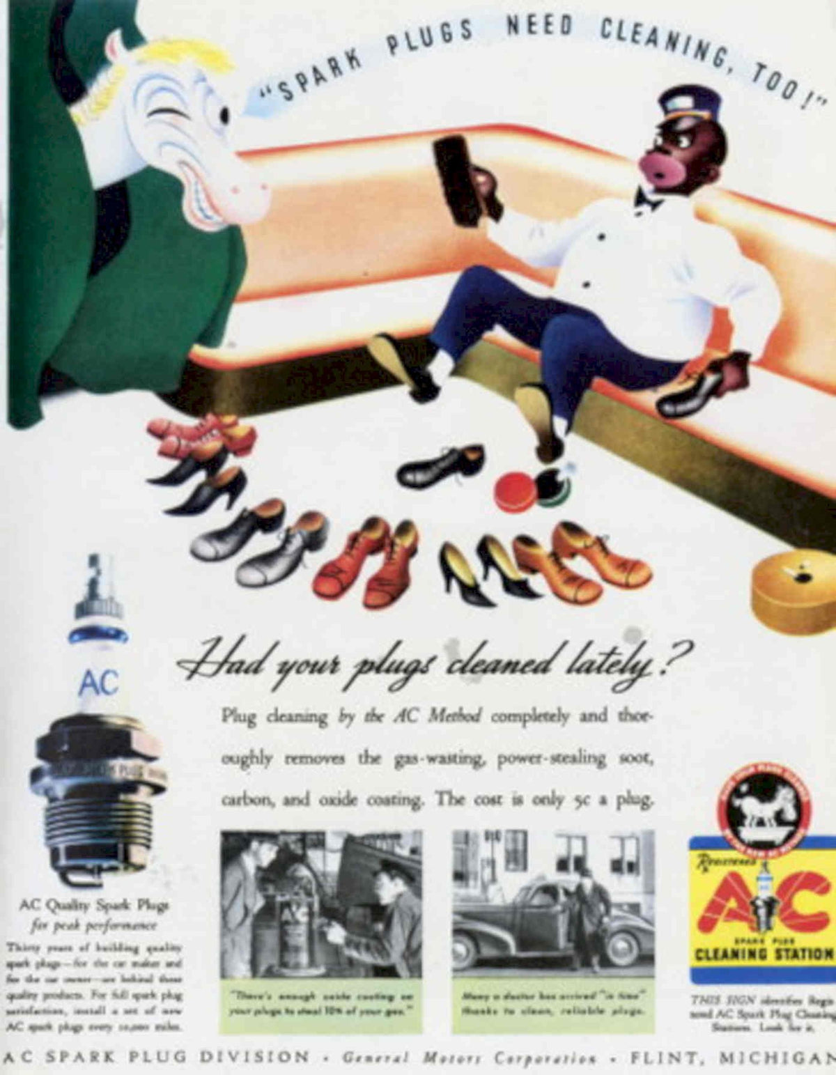 Spark Plugs Cleaning 1930s Vintage Retro Advert Poster