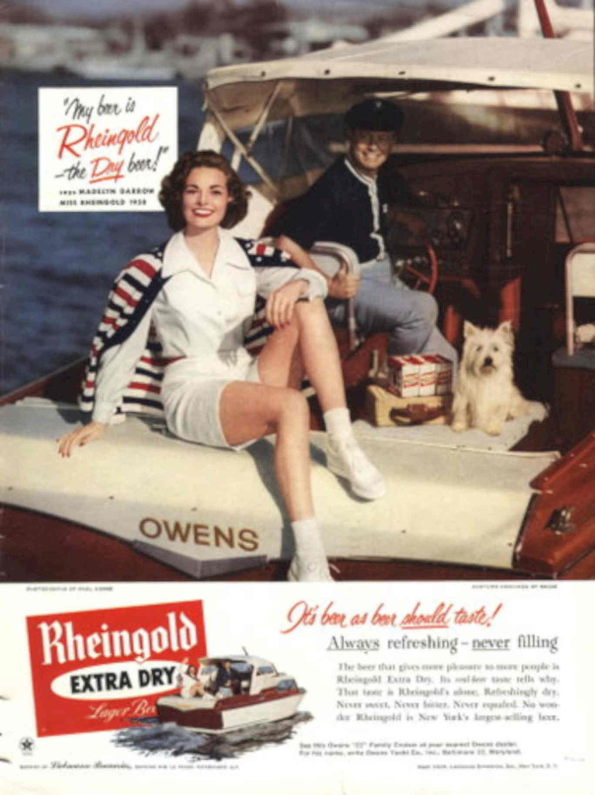 Speedboat Rheingold Lager 1950s Vintage Retro Advert Poster