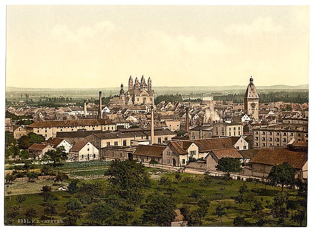 Speyer general view the Rhine Vintage A4 Photo Print