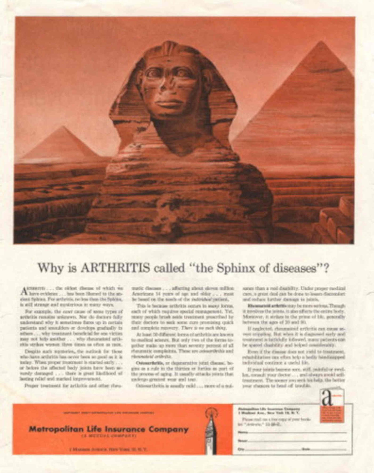 Sphinx Arthritis Life 1950s Vintage Retro Advert Poster