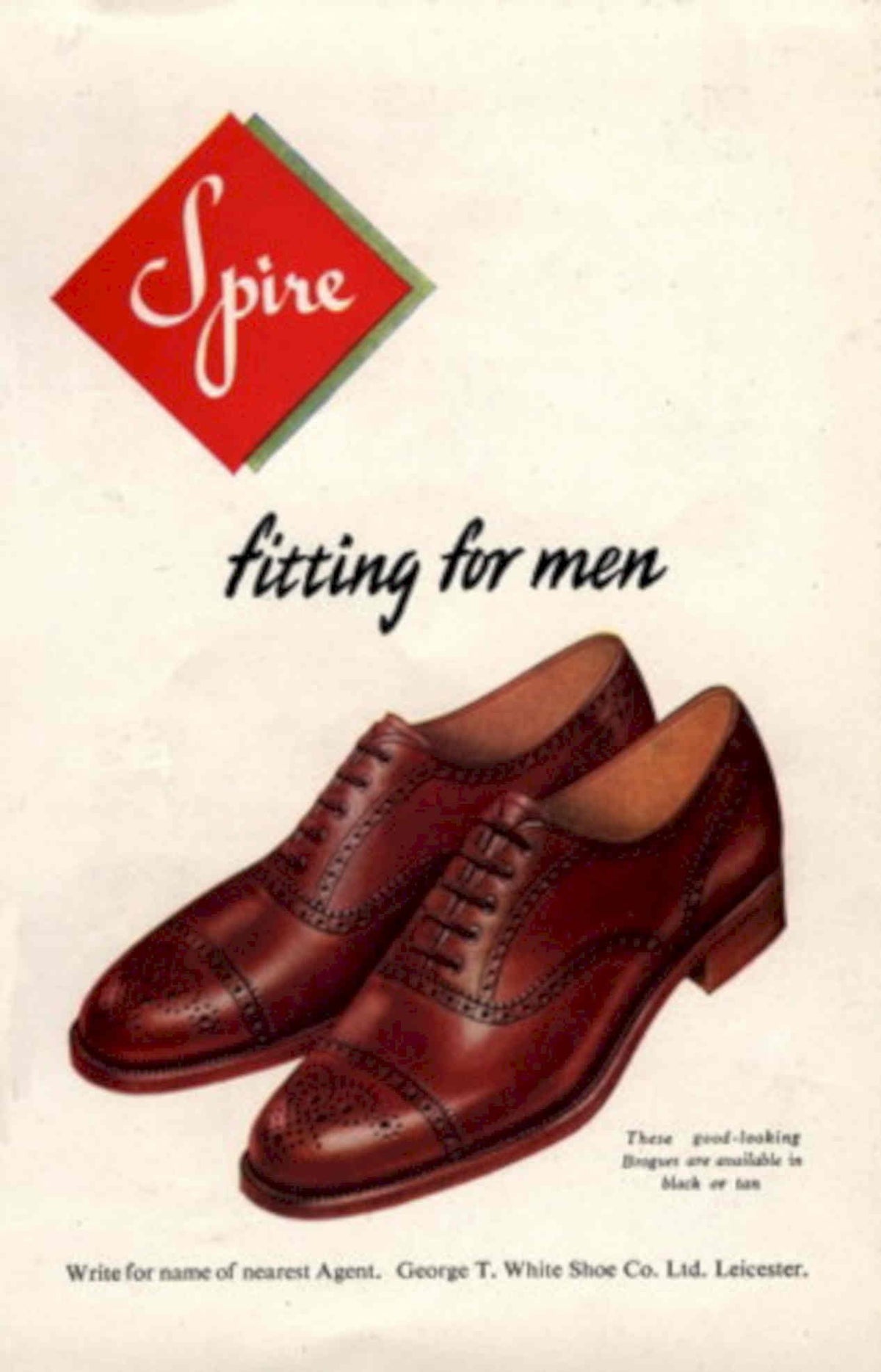 Spire Brogues White 1940s Vintage Retro Advert Poster