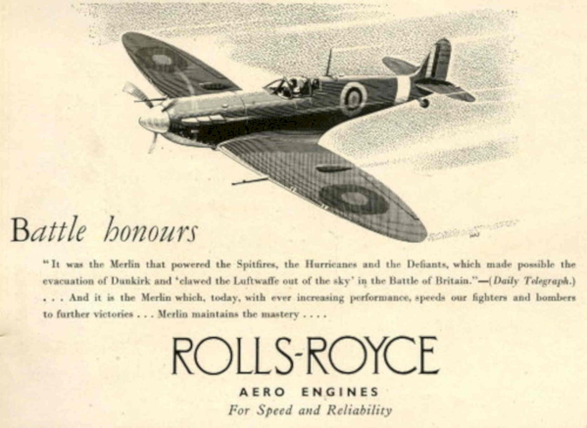 Spitfire Battle Honours 1940s Vintage Retro Advert Poster