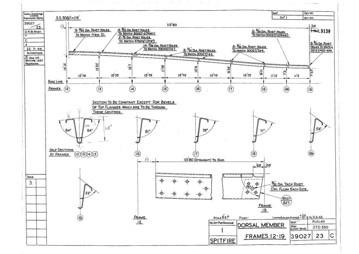 Spitfire MK IX Blueprints 000000ln A4 Photo Print