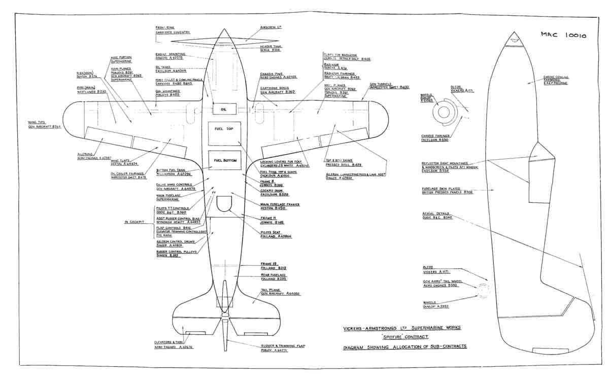 Spitfire MK IX Blueprints 10000 Listing of companies involved with building Spitfir A4 Photo Print