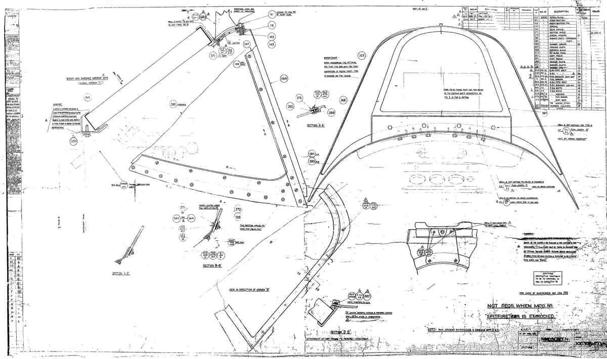 Spitfire MK IX Blueprints 30030 33 H Windscreen A4 Photo Print