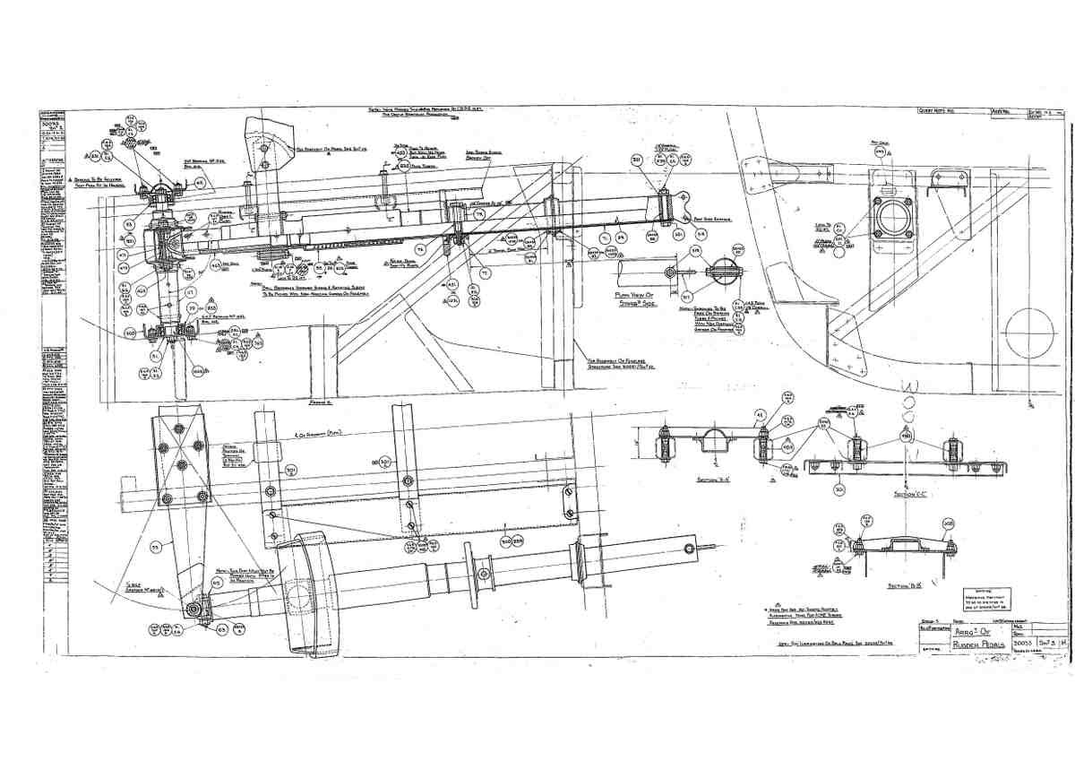 Spitfire MK IX Blueprints 30033 3 H GA Rudder Pedals A4 Photo Print