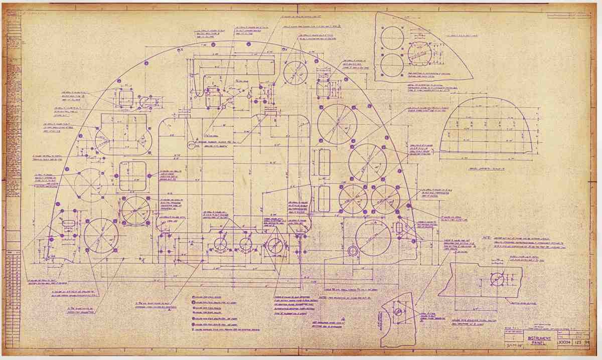 Spitfire MK IX Blueprints 30034 123 H Instrument Panel A4 Photo Print