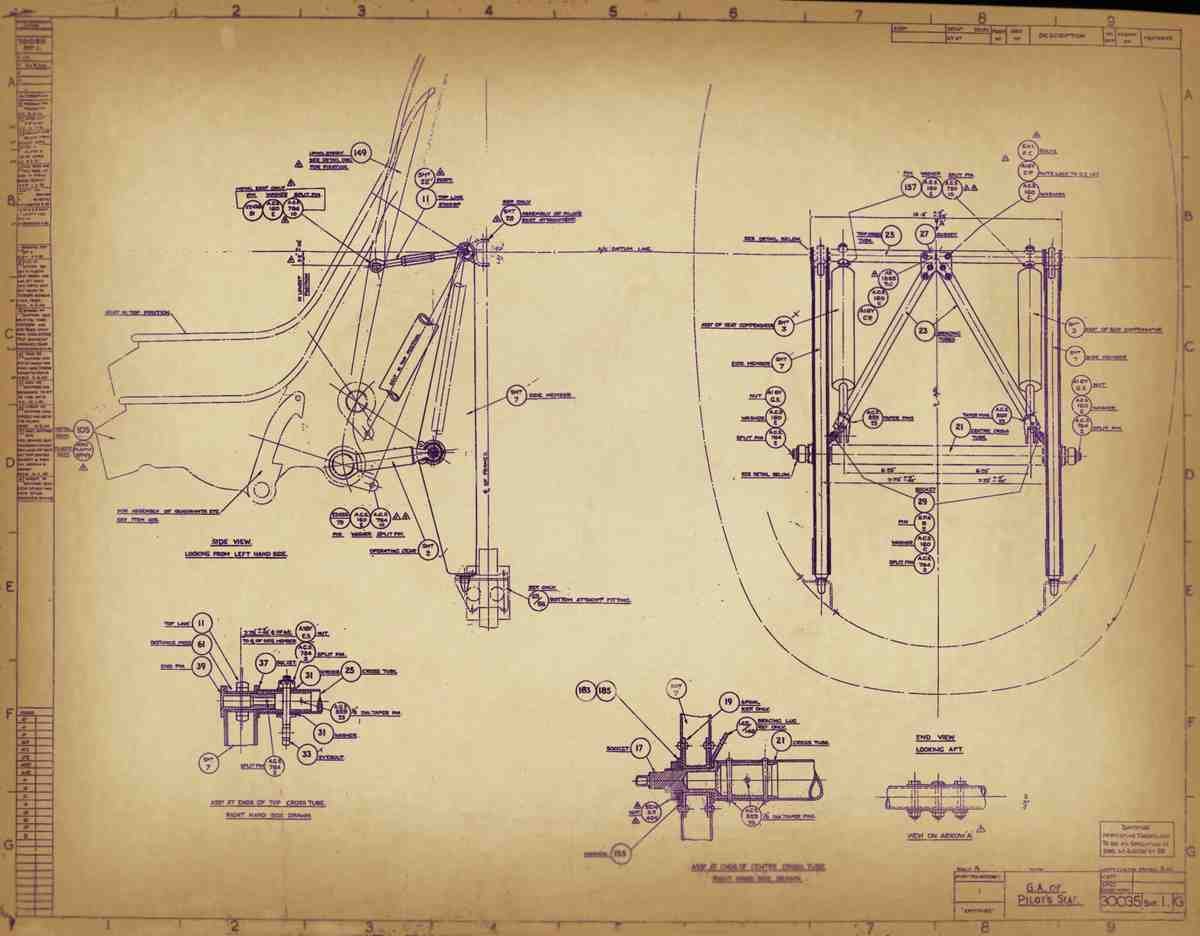 Spitfire MK IX Blueprints 30035 1 G Pilot's Seat A4 Photo Print