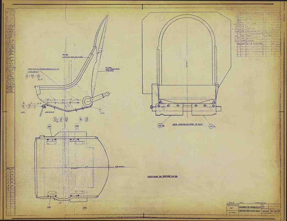 Spitfire MK IX Blueprints 30035 26 G Pilot's Seat A4 Photo Print