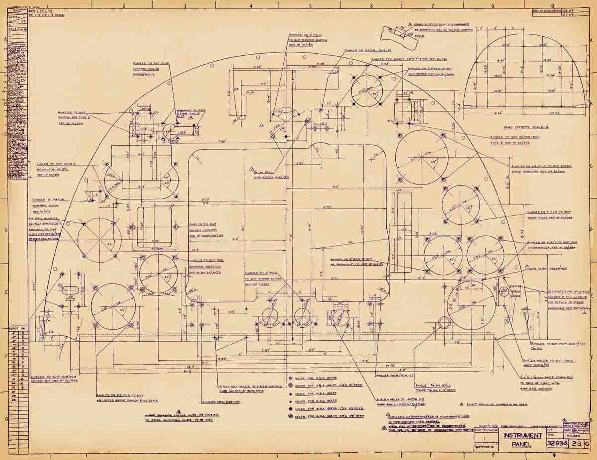 Spitfire MK IX Blueprints 32934 23 Instrument Panel A4 Photo Print