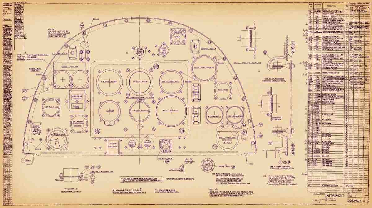 Spitfire MK IX Blueprints 32934 3 Instrument Panel A4 Photo Print