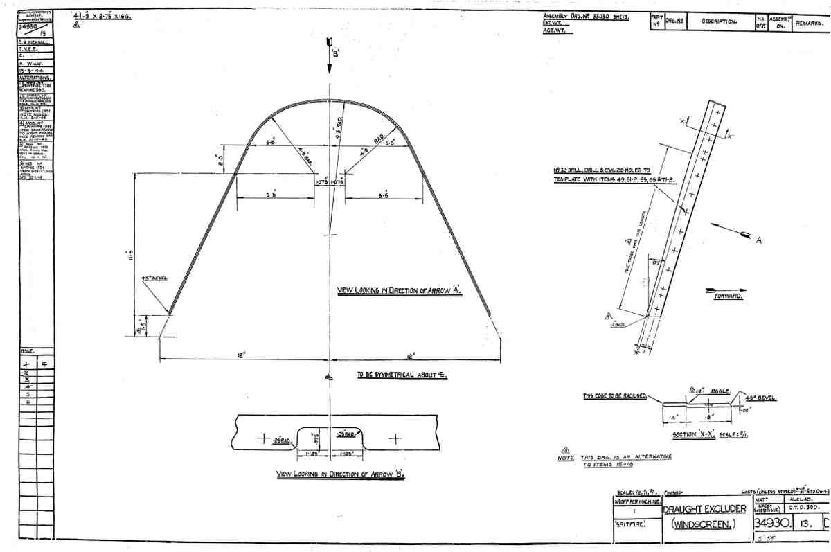 Spitfire MK IX Blueprints 34930 13 D A4 Photo Print