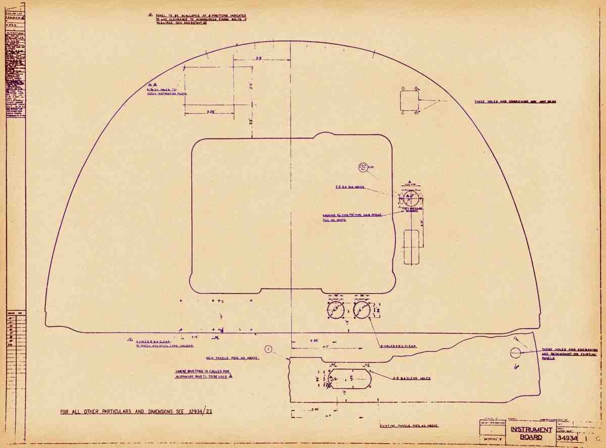 Spitfire MK IX Blueprints 34934 1 C Instrument Panel A4 Photo Print