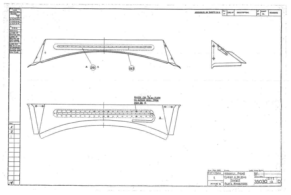 Spitfire MK IX Blueprints 35030 13 D Windscreen De icing A4 Photo Print