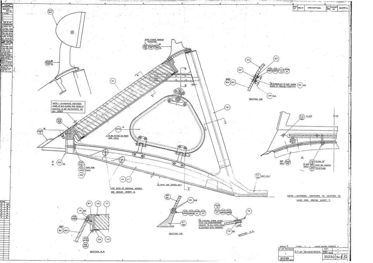 Spitfire MK IX Blueprints 35030 5 G GA Windscreen A4 Photo Print