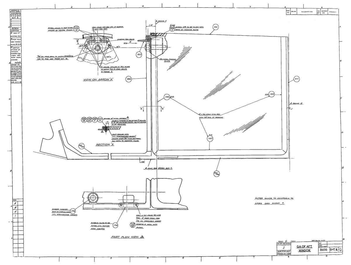 Spitfire MK IX Blueprints 35030 8 G Window A4 Photo Print