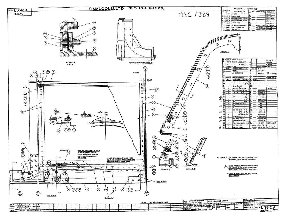 Spitfire MK IX Blueprints 35130 24 A4 Photo Print