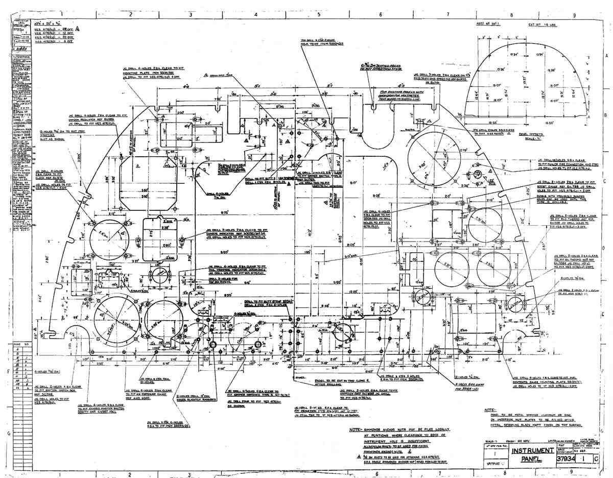 Spitfire MK IX Blueprints 37934 1 G Mk XIV Instr A4 Photo Print