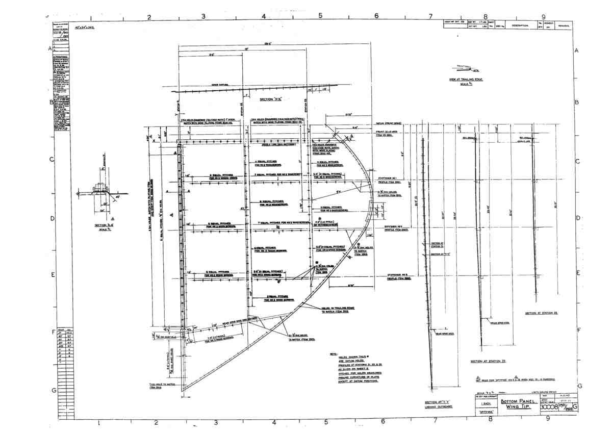 Spitfire Mk I Bau Blueprints 30008 2921 2922 G A4 Photo Print