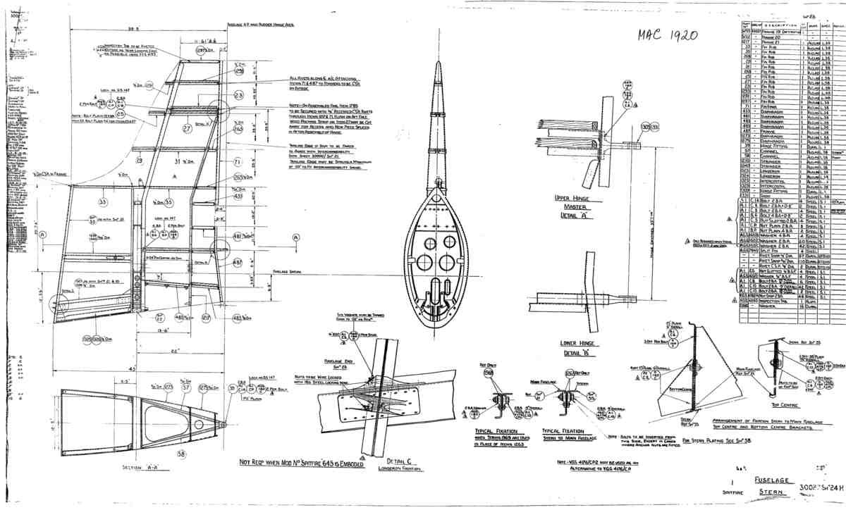 Spitfire Mk I Bau Blueprints 30027 24 H A4 Photo Print