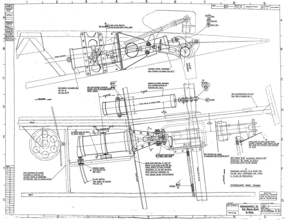 Spitfire Mk I Bau Blueprints 30059 3 G A4 Photo Print