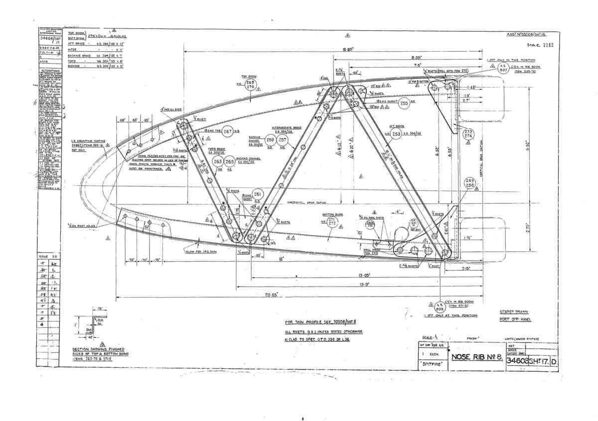 Spitfire Mk I Bau Blueprints 34608 17 D A4 Photo Print
