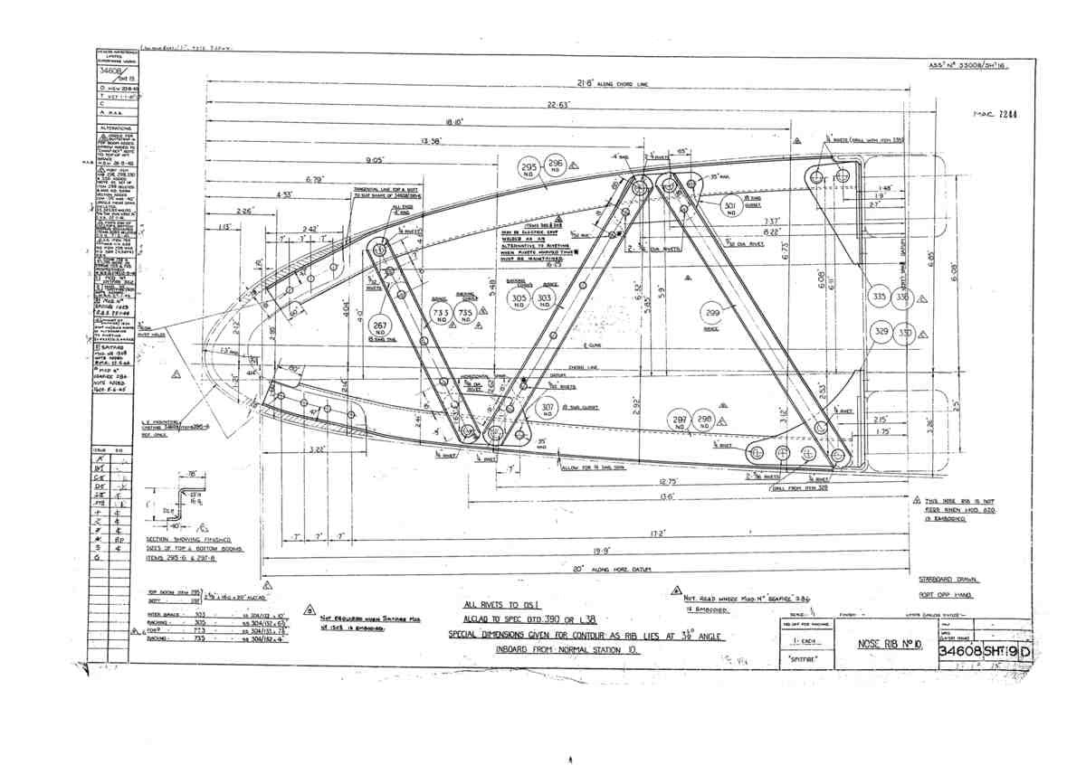 Spitfire Mk I Bau Blueprints 34608 19 D A4 Photo Print