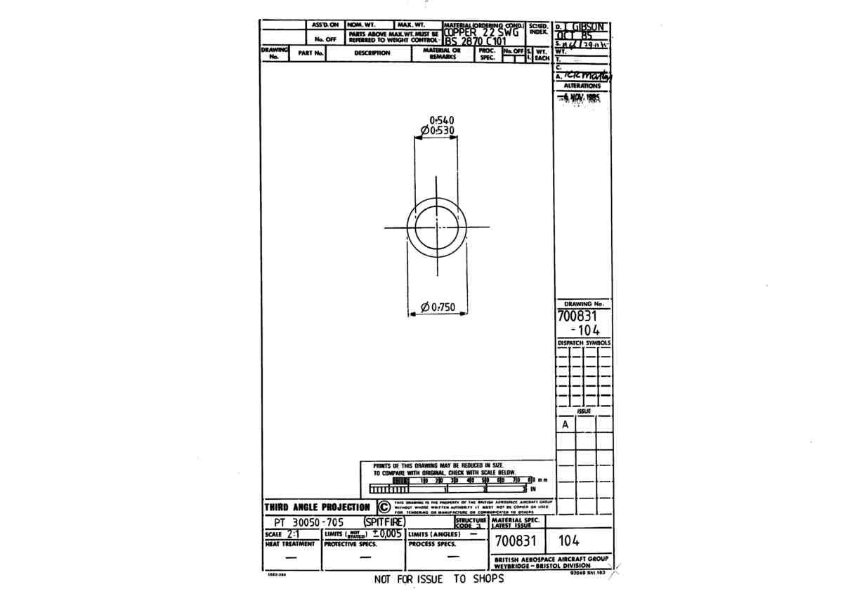 Spitfire Mk I Bau Blueprints Miscellaneous 02 A4 Photo Print