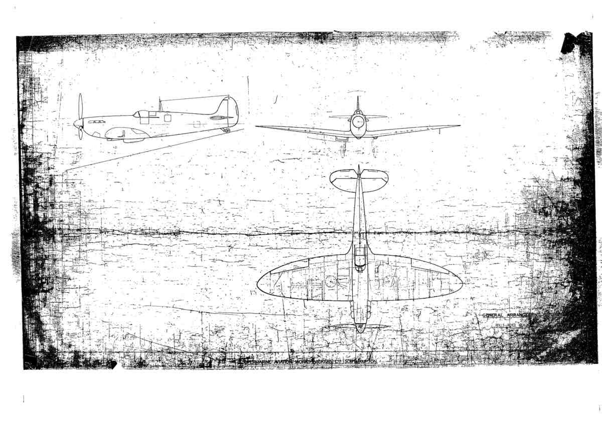 Spitfire Mk I Bau Blueprints Obscured 01 A4 Photo Print